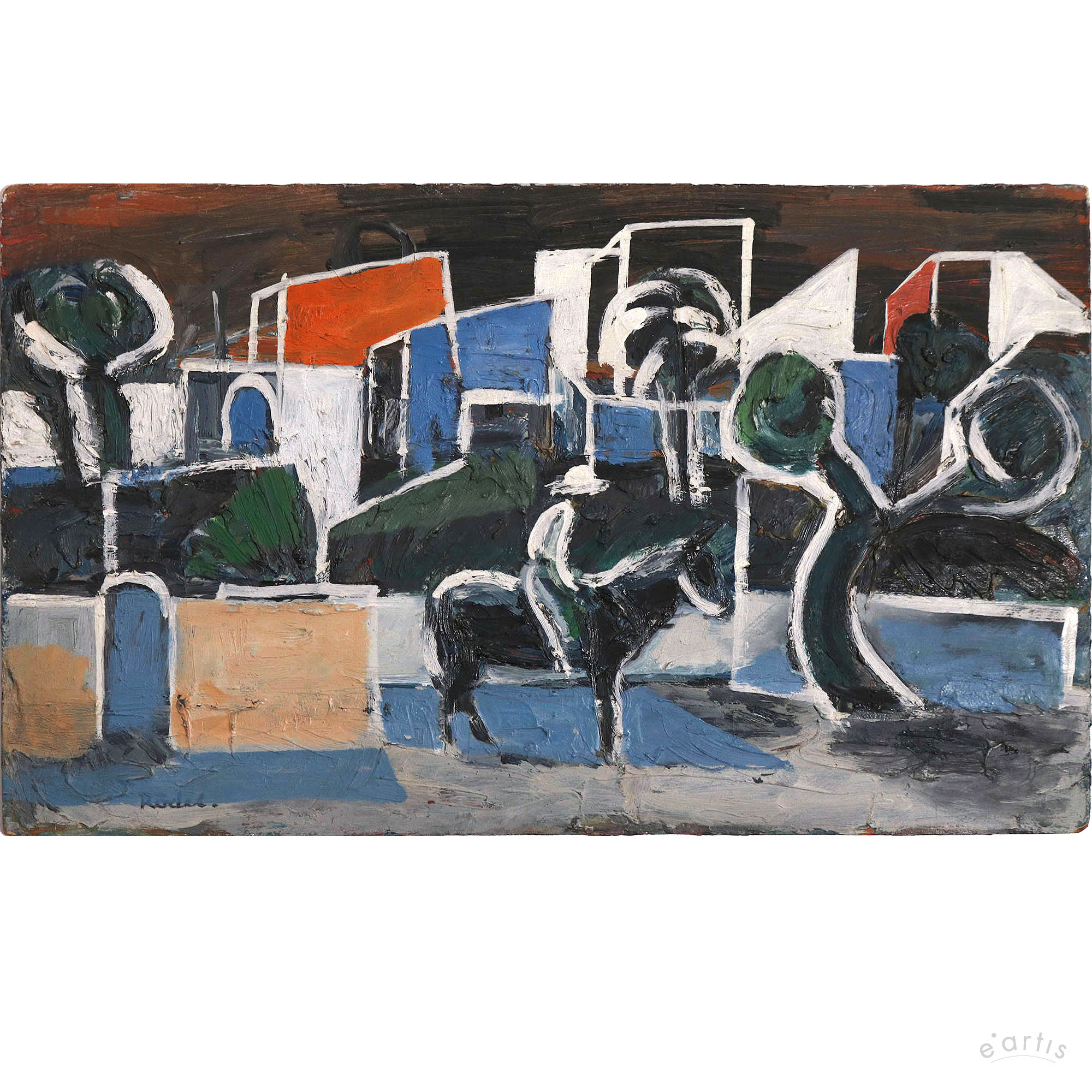 A rider in the village